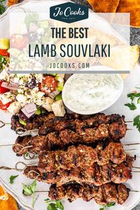 Easy Lamb Souvlaki, Greek Style! Perfectly seasoned lamb, grilled to perfection, this souvlaki will simply melt in your mouth! #lambsouvlaki #lambkebab #recipe