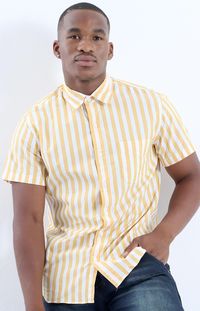 men's yellow striped button down shirt sleeve - Google Search