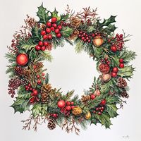 Resolution: 4000 x 4000 pixels at 300 dpi. Celebrate the festive season with this detailed Christmas wreath clipart. Perfect for holiday cards, invitations, and seasonal decorations, this digital art features a classic wreath adorned with pinecones, berries, and holiday greenery. Bring a touch of winter magic to your projects with this beautiful illustration. 🌸 IMPORTANT 🌸 This is a DIGITAL product available for INSTANT DOWNLOAD. No PHYSICAL ITEM will be shipped. 🍃 LICENSES 🍃 This collection includes an unlimited commercial license. Please be informed that reselling the product is prohibited. Designs from Everdawn Wreath's collections cannot be resold as clipart. Best regards, Everdawn Wreath