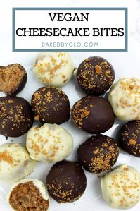 Easy vegan cheesecake bites with Lotus Biscoff! #bakedbyclo #kidfriendly #vegandessertrecipes #3ingredientdessert