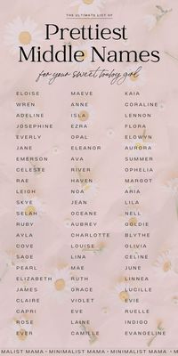 Searching for baby girl names? These cute middle names for girls are some of the most versatile picks! From strong baby names to modern baby names, there are unique middle names ideas for EVERY mama on this list - all hand-picked!