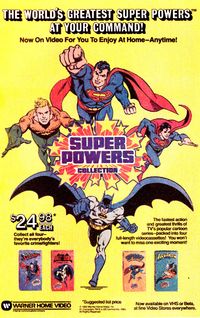 1985 AD for Super Powers VHS movies from DC