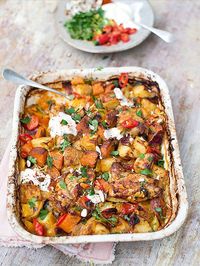 Chicken & Chorizo Bake Peppers, Sweet Potatoes & Spuds