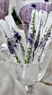 Beautiful ice cubes with lavender