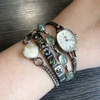 Silver jewelery bracelet stack