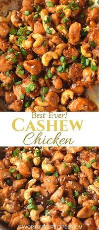 Try this best and easy dinner fix with better than takeout Chinese Cashew Chicken recipe - the sauce is very authentic and tasty,you are going to keep this healthy chicken recipe on your menu! #cashewchicken #savorybitesrecipes #chickenrecipes #betterthantakeout #chicken #chinesefood #easyrecipe #healthy #betterthantakeout