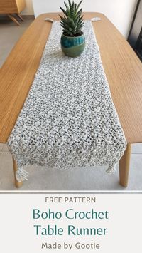 Boho Crochet Table Runner Pattern (Free) - Made by Gootie