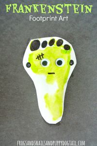 Footprint and HandFrankenstein print Art- classic Halloween crafts for kids - FSPDT