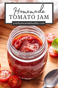 Homemade Tomato Jam is the perfect addition to your morning toast, egg scramble, deli sandwich, or cheese board. It's made of fresh tomatoes and simple seasonings. Make it in about 45 minutes for a delicious, yet easy-to-make, sophisticated topping.