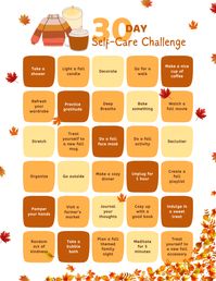 30-Day Simple Fall Self-Care Challenge + Printable Bingo Card