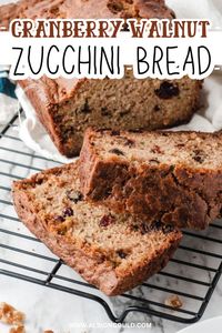 Enjoy the delicious combination of flavors in this cranberry walnut zucchini bread. Moist and flavorful, this easy recipe is perfect for breakfast or a sweet snack. Packed with fresh zucchini, tart cranberries, and crunchy walnuts, it's a must-try for any bread lover.