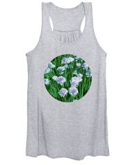 Purchase a tank-top featuring the design "Blooming  Light Blue Chives" by Ira Niva.  Available in sizes S - XXL.  Each tank-top is printed on-demand, ships within 1 - 2 business days, and comes with a 30-day money-back guarantee.