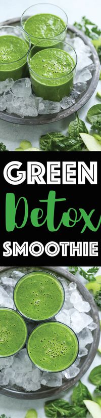 Green Detox Smoothie - Feel your best with this healthy, nutrient-rich, bikini-ready green smoothie! Loaded with powerful superfoods like spinach and kale, celery, apple, banana and ginger! Just 136 calories per serving.