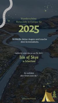 Deine Reiseziele 2025 🌎  Vielleicht hast Du noch gar keine Idee, wohin Du nächstes Jahr reisen könntest? Dann teste doch mal meinen selbst gebastelten Reiseziele-Generator! 👆   ➡️ Ich habe knapp 100 wundervolle Orte in Europa reingepackt, die Dich hoffentlich für Dein Reisejahr 2025 inspirieren. ✨  💬 Schreibe gerne in die Kommentare, welche drei Reisetipps bei Dir rausgekommen sind, und ob das etwas für Dich wäre oder eher nicht. 😊  #zieleerreichen #reiseziele #2025visionboard #2025 #neuesjahr #ziele #wünsche #reisewünsche #europareise #vorhersage #reisetipps #reisen