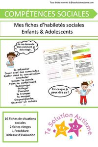 Mes fiches d'habiletés sociales enfants et adolescents | Ta Solution Autisme