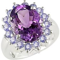 6 Carat T.G.W. Oval Amethyst and Tanzanite Ring in Sterling Silver, Women's, Size: 5