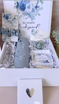 Bridesmaid Proposal Gift Box Set | Personalized Dusty Blue Bridesmaid Gift box | Slate Blue Bridal Shower Gifts | Check more at https://beautyfashionideas.com/bridal/bridesmaid-proposal-gift-box-set-personalized-dusty-blue-bridesmaid-gift-box-slate-blue-bridal-shower-gifts/