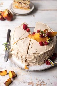 Peach Ricotta Layer Cake with Browned Butter Buttercream | halfbakedharvest.com