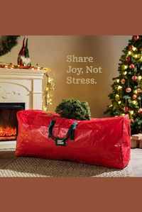 Zober Storage Bag for 9 Ft Artificial Christmas Trees - Plastic, Waterproof - Strong Handles, Labeling Card Slot - Red