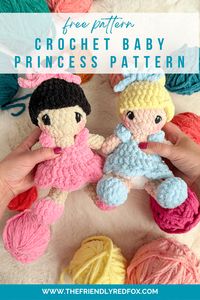 This free baby princess crochet pattern amigurumi pattern makes a squishy plush pal! This works up quickly with plush yarn.