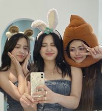 Berlin PhotoBooth korean PhotoBooth rabbit headband cute friends pose trio friends goals travel with friends girls trip