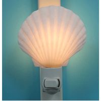 These hand crafted seashell night lights are made in California from quality real sea shells. A beautiful accent for your beachy bathroom or bedroom. Shell approximately 4" W X 3.5" H Overall height including the light base is 5" Base includes switch Plugs into any standard wall outlet Includes light bulb