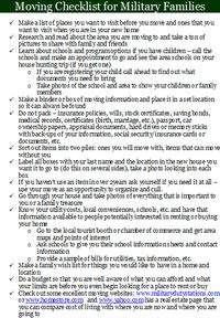 Moving Checklist for Military Families