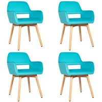 Costway Set of 4 Modern Accent Armchairs Velvet Fabric Leisure Chairs Club Guest Blue