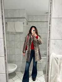 Winter europe outfit ootd winter coat cheetah print aesthetic outfit