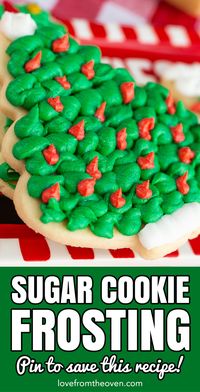 This sugar cookie frosting is great for decorating cut out cookies. I like this better than royal icing, it tastes better and is just easier to eat. #cookies #sugarcookies #frosting #recipes #baking #christmascookies #lftorecipes