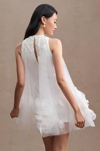 Mac Duggal Della Petal Appliqué Halter Mini Dress | Anthropologie