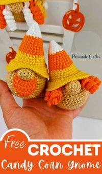 For kids, crochet this small Candy Corn Gnome Amigurumi, an easy-to-follow crochet project perfect for beginners. This adorable gnome, featuring candy corn colors, adds a whimsical touch to your Halloween decor. There are two versions available.