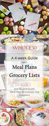 Whole30 Meal Plan & Grocery List | 4 individual weeks of meal plans and grocery lists #whole30 #paleo