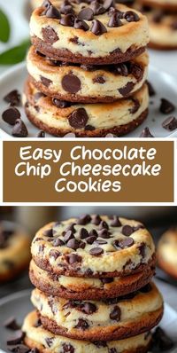 Discover the perfect combination of cheesecake and chocolate chip cookies with this easy recipe. These cookies are soft, creamy, and filled with rich chocolate chips, making them ideal for parties or as a sweet treat for any time of the day.