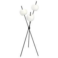 Tripod LED floor lamp Kushi The two Italian designers Alberto Saggia and Valerio Sommella have place something very special on a total of three metal legs - the LED floor lamp Kushi. A handblown sphere made of two layers of glass can be found on each of the three legs. Thanks to its elegance and its minimalist appearance, Kushi can be placed in a variety of interior design styles without any problems. A total of three LED light sources provide a pleasantly warm white light, which creates a parti