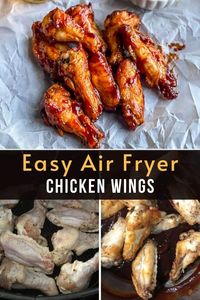 These easy air fryer chicken wings make the perfect game day snack! Quickly and easily make these crispy chicken wings in under 30 minutes with your air fryer. This chicken wing recipe is easy to adapt for BBQ wings and Buffalo wings! Make these juicy wings for dinner, an appetizer, or a party snack!