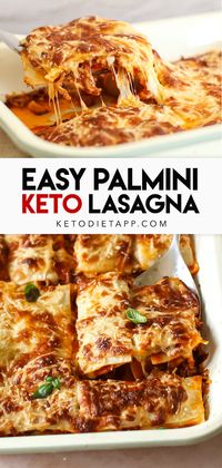 This delicious Italian dish is made with Palmini sheets instead of pasta. A grain-free, low-carb and keto approved lasagna made with only five ingredients! #keto #lowcarb #quickmeals #dinner #mealprep #mediterranean