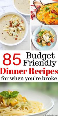 Here are 85 cheap meals on a budget! I love these budget-friendly meals. If you're looking to feed your entire family on a budget for cheap, these meals will help. #cheapmealsforlargefamilies #mealsonabudget #cheapmeals #cheapmealsforaweek #cheapmealsunder$5