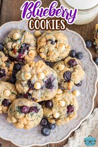 These homemade Blueberry Cookies are bursting with flavor from yummy blueberries and sweet white chocolate chips. Homemade deliciousness in under 20 minutes!