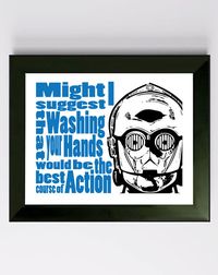 C3PO Starwars Bathroom 8x10 Print Wash your Hands. by DBArtist