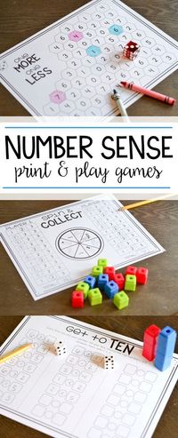 I am loving these easy number sense games for kindergarten and first grade! These print and play activities are in black and white and are perfect for teaching students number sense within 20.