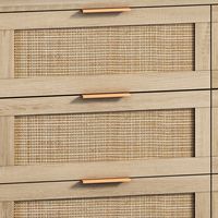 Description 【Modern natural rattan】The rattan dresser adopts simple wood color and natural rattan drawer design, providing you with a simple and spacious sorting and storage solution.