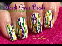 Mardi Gras Beads Nail Art - Easy DIY Tutorial - YouTube