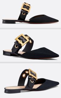 Black Technical Canvas Mules