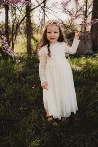 Bohemian Lace Flower Girl Dress Rustic Ivory Tulle Wedding - Etsy