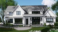 This four-bedroom farmhouse plan boasts a striking exterior with varied rooflines and a welcoming front porch.