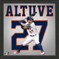 Design Printed art is delivered in a 13” x 13” wood frame under glass Ready to hang Style and Team Spirit Action photo of MLB® star super imposed on his respective jersey number Official team logos and colors Additional Details Made in the USA Officially licensed