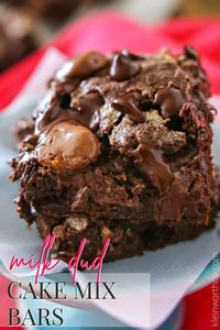 Milk Dud Cake Mix Bars are just another yummy bar recipe that is a MUST MAKE! Incredibly simple & easy desserts don’t get any more delicious than this.