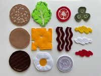 Felt toy. Felt burger. Digital embroidery pattern. Machine embroidery projects. Handmade toys. Montessori toys. Felt food.