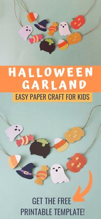 DIY Halloween Paper Garland Craft. homemade Halloween decor kids can make themselves. This paper Halloween garland is a great way to decorate for a Halloween party!